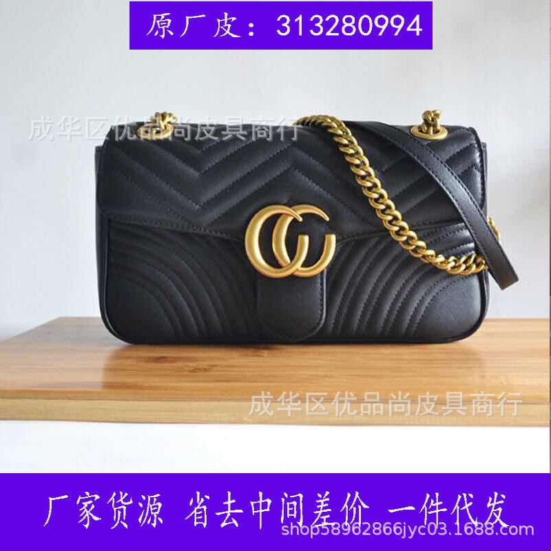 Original Leather g Brand Marmont Bag Mini Wave Pattern Marmont Bag Double g Heart Chain Bag Single Shoulder Crossbody Bag