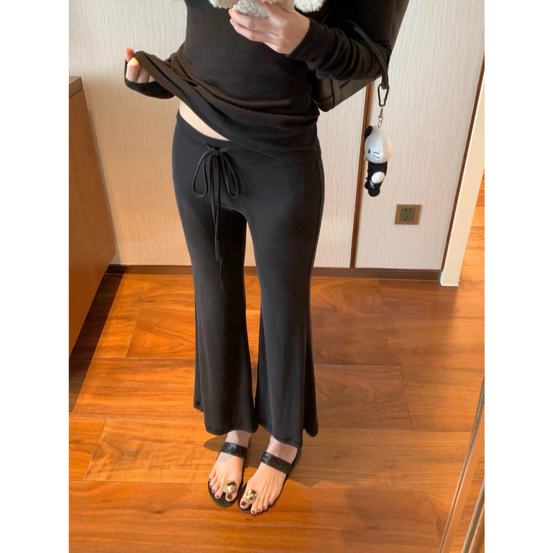Slightly Flared Cropped Pants with a Matte Finish That Doesn'T Stick to the Skin, Refreshing Mid-Waist Casual Pants, Versatile Pants 6227, Parachute Pants Slightly Flared Cropped Pants with a Matte Finish That Doesn'T Stick to the Skin, Refreshing Mid-Waist Casual Pants, Versatile Pants 6227, Parachute Pants
