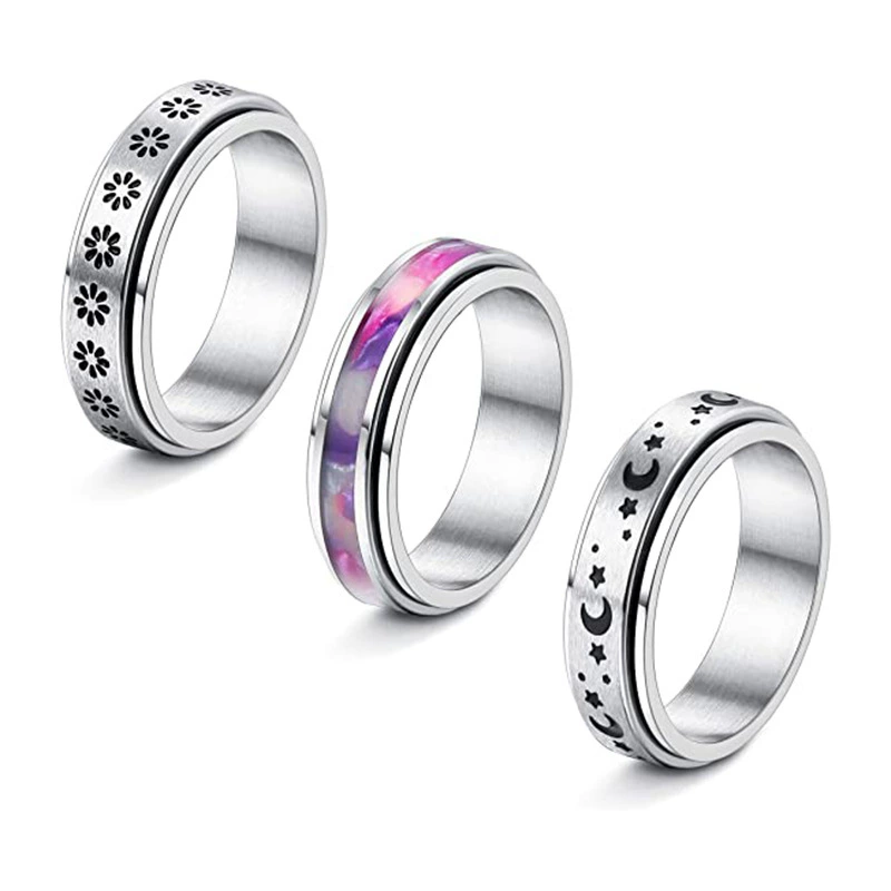 Xinghe трансграничные поставки Amazon европейские и американские тенденции титановое стальное кольцо звезда Луна Солнце вращение декомпрессионные украшения