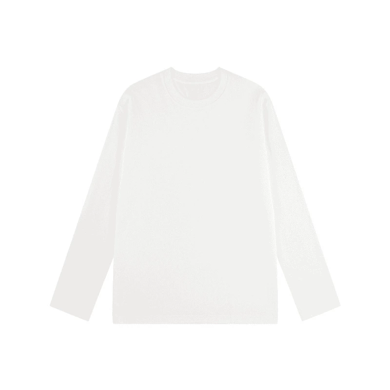 Cotton white base body-friendly demi-season long-sleeve with a round collar, oversize