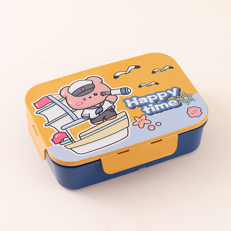 Caja de almuerzo de plástico creativo de dibujos animados puede calentarse por microondas, caja de almuerzo portátil, taza de agua, regalo