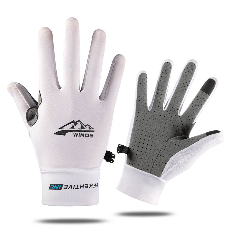 Q017 Riding Gloves for Men, Fitness, Sports, Mountaineering, Fishing, Silk-like Sun Protection, Thin, Fingered Gloves, Breathable, Cross-border