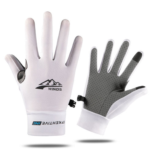 Q017 Riding Gloves for Men, Fitness, Sports, Mountaineering, Fishing, Silk-like Sun Protection, Thin, Fingered Gloves, Breathable, Cross-border