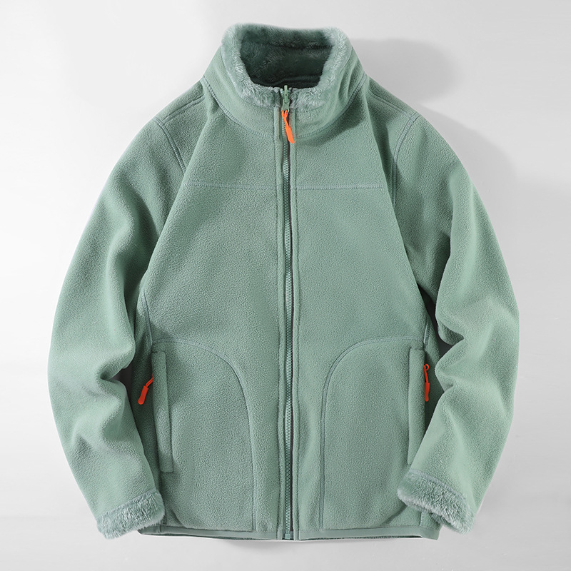 Doble cara para uso de pareja al aire libre chaqueta de terciopelo para hombres y mujeres otoño y invierno más terciopelo grueso abrigo de terciopelo de coral cálido chaqueta de terciopelo de grano agitado