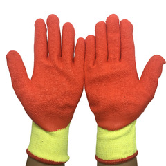Cotton Thread Latex Crepe Gloves, Thick Coated Safety Gloves, Wavy Worksite Protective Gloves, Wholesale