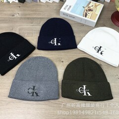CK经典款针织帽印花款毛线帽男女秋冬百搭冷帽显脸小情侣帽子