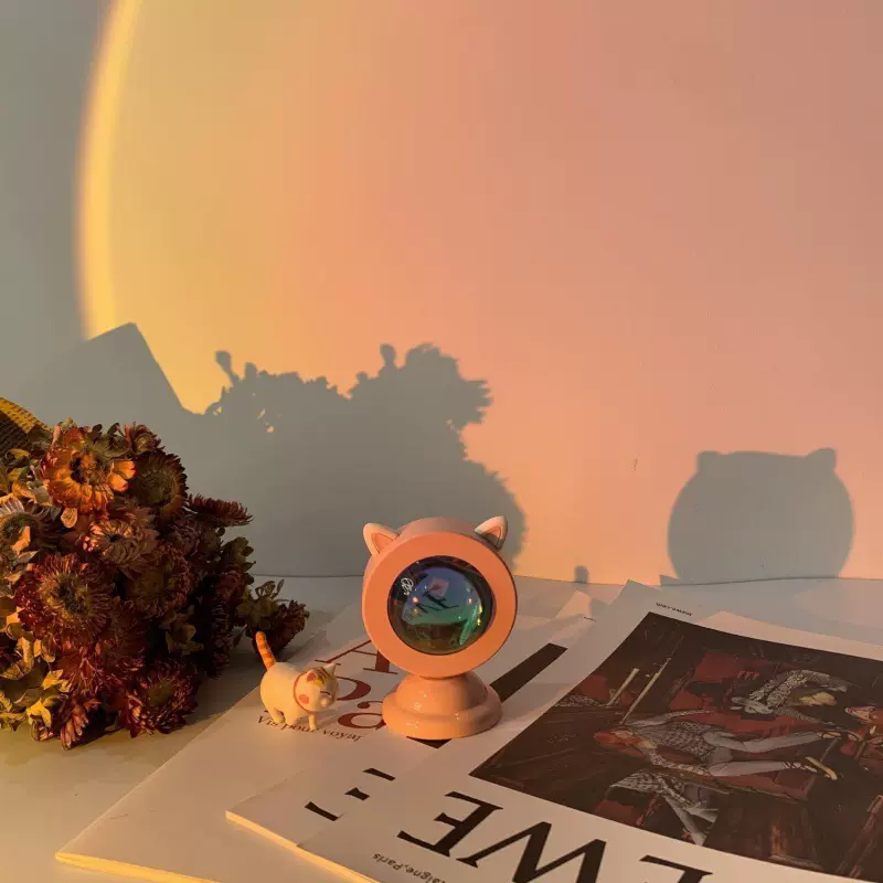 爆款LED网红拍照灯氛围灯落日灯直播自拍LED日不落灯夕阳灯