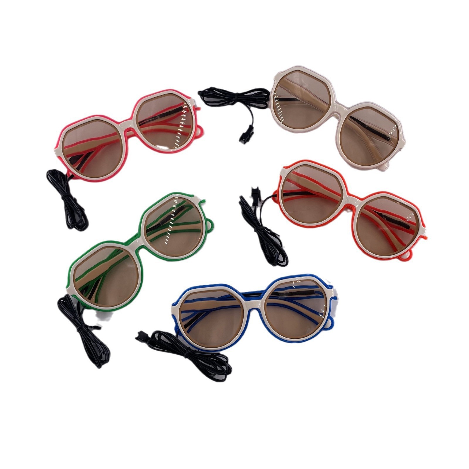 Gafas luminosas LED Barra KTV Equipo nocturno Gafas EL Gafas luminosas Oval Retro Moda Tinta Espejo