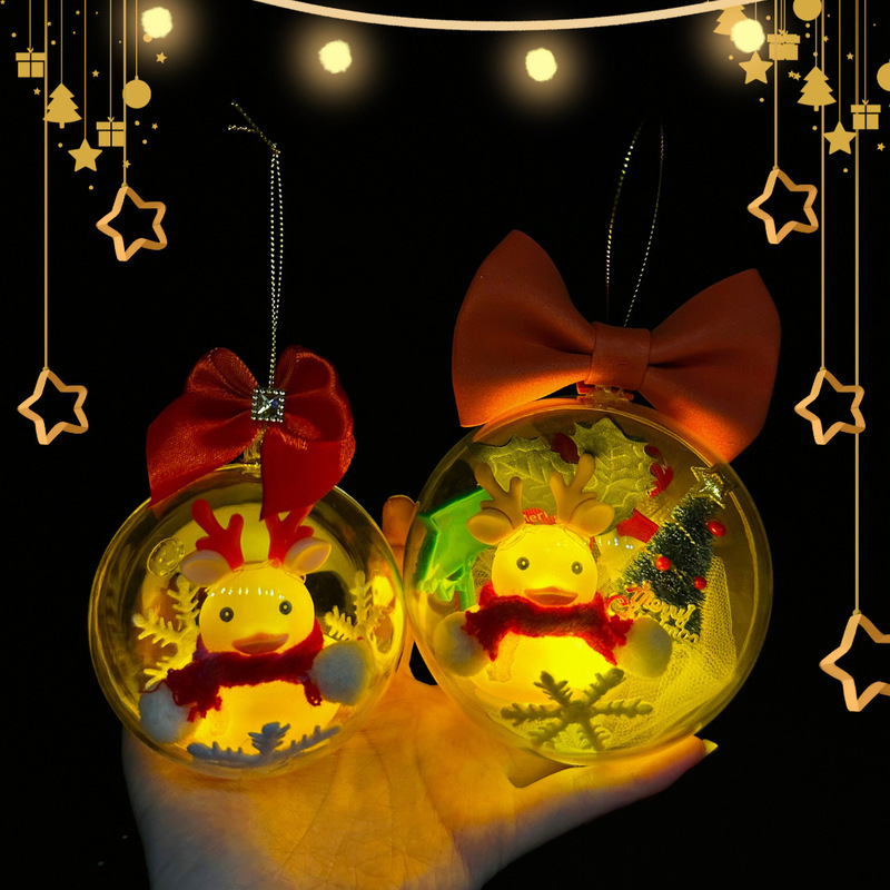 Luminous Duck milk tea shop new light-emitting small yellow duck Christmas decoration accessories accessories hand-playing lemon tea scene layout