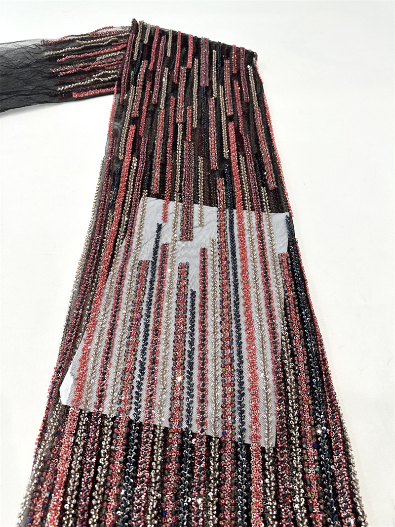 Tubo de bordado de perlas vestido de moda ropa de tela de ropa de cuatro perlas industria pesada bordado de sequillas verticales vestido de boda image 14
