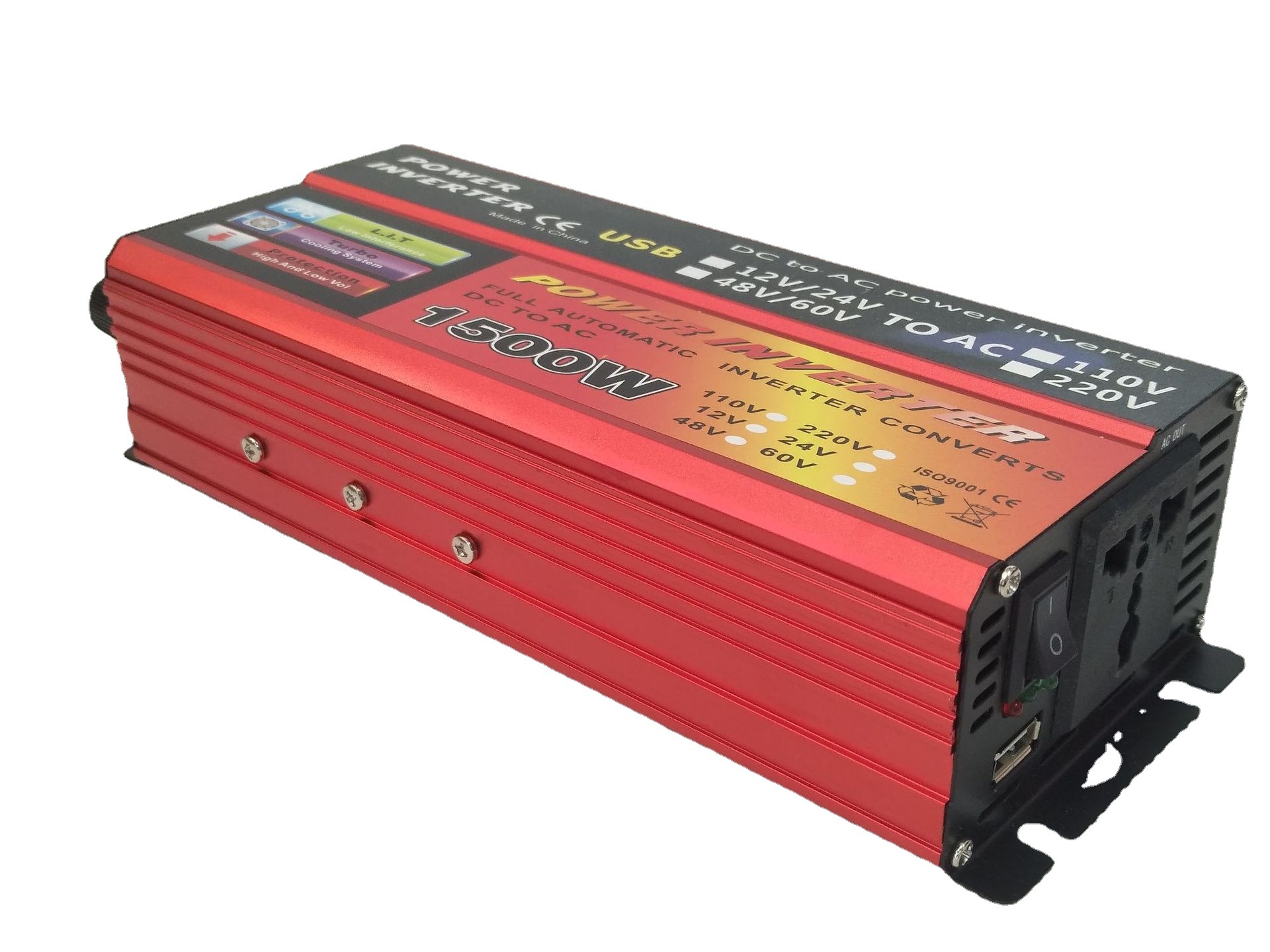 现货供应 修正弦波12V/24V通用输入电压 1500W逆变器 带USB输出