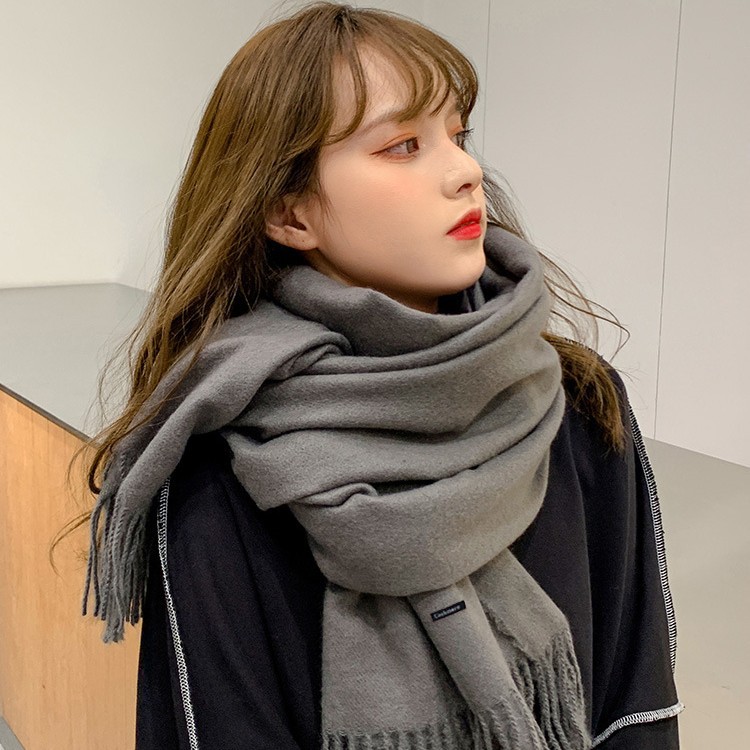 Demi-season classic double-sided solid color scarf made of faux fur