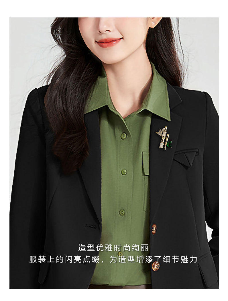 新品平安绿竹胸针时尚百搭节节高竹节胸花小众轻奢国风