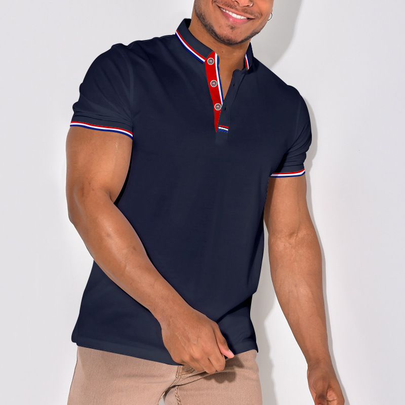 Men's Polo Shirt Solid Colour Lapel Top Business Casual Style_voghion.com