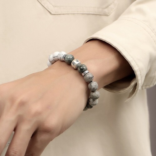 Six-character proverb bracelet for men's simple niche and high-end men's bracelet for luck beads for Chinese Valentine's Day gift for boyfriend