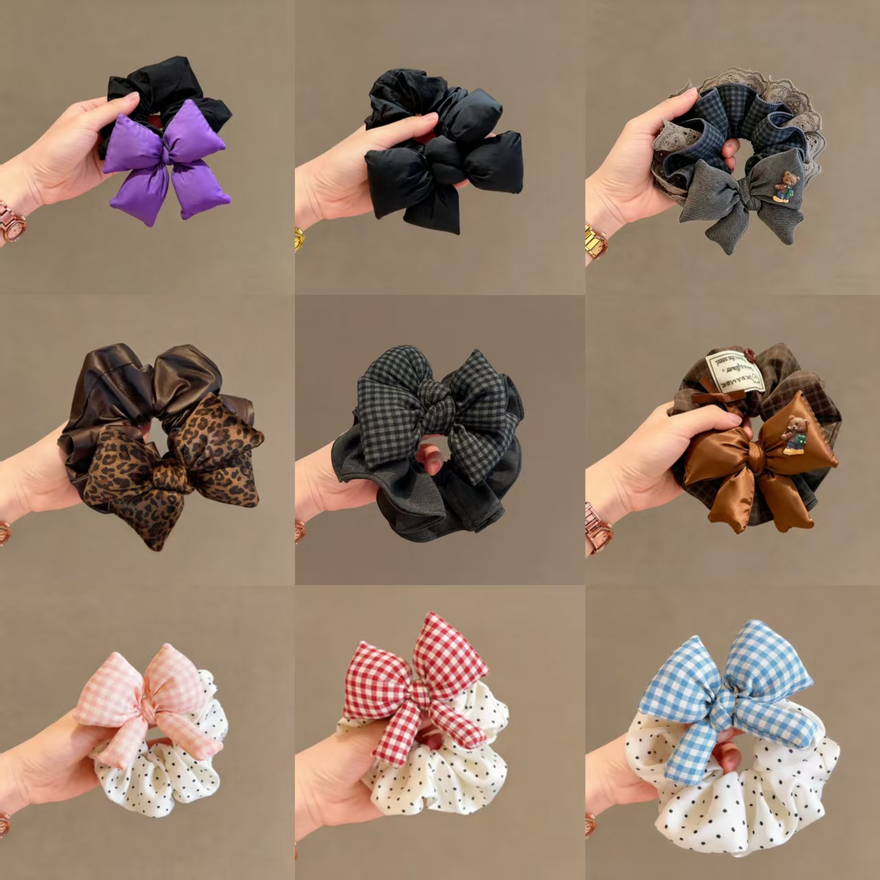 2025 new style cotton-filled bow knot polka-dot large intestine hair…