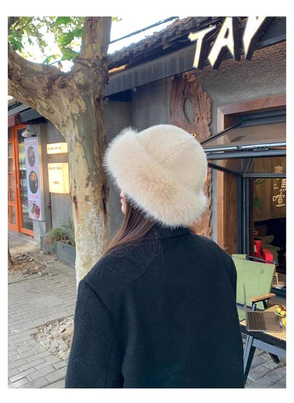毛绒蒙古帽女秋冬保暖帽子东北盆帽显脸小护耳仿狐狸毛帽韩版时尚|undefined