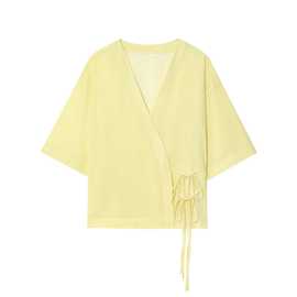 跨境批发夏季新款新款女装条纹蝴蝶结宽松和服式上衣8244005
