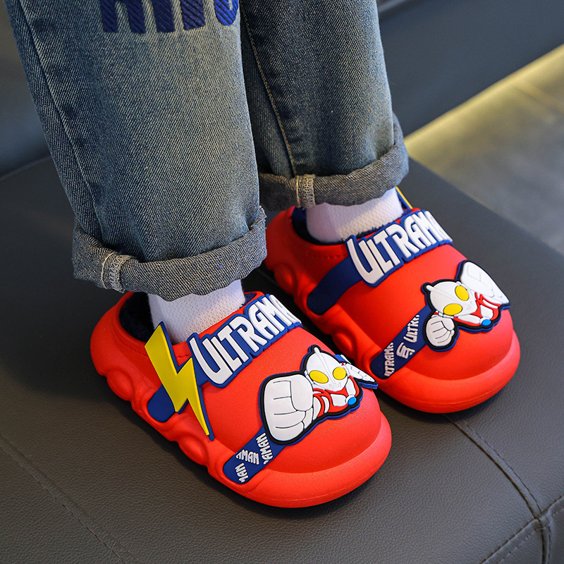 Zapatillas de algodón de invierno para niños, impermeables, cálidas y antideslizantes, zapatillas de algodón de lana para niños.