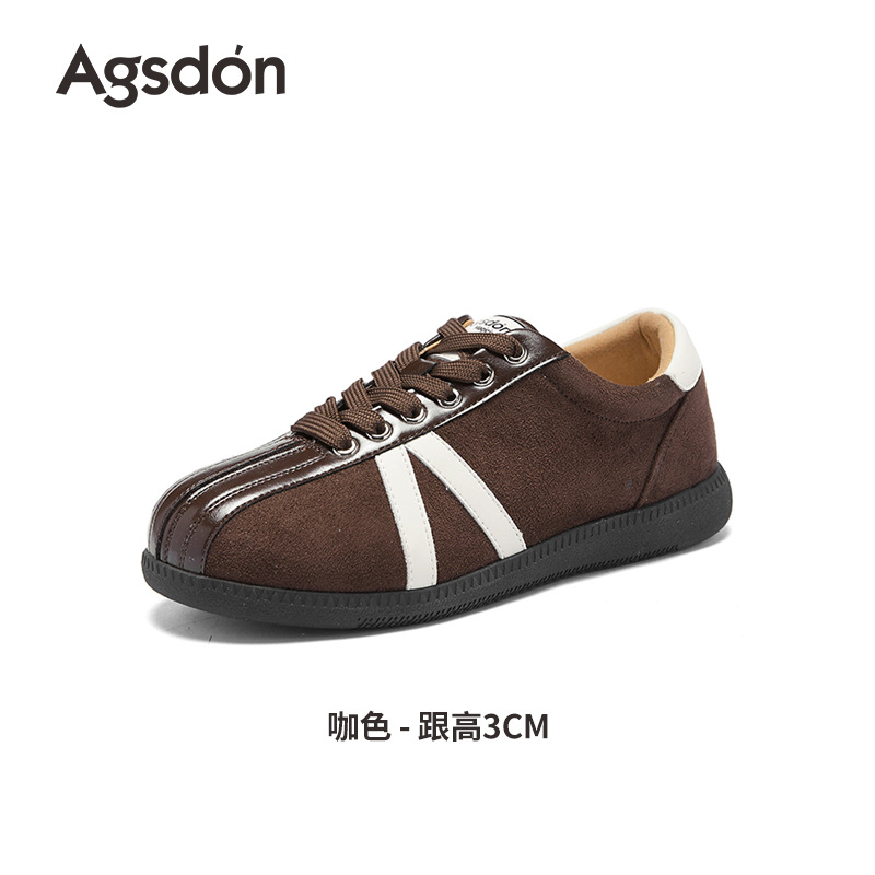 Augu Shi Deng marrón zapatos de entrenamiento para mujeres 2025 nuevo otoño invierno adelgazamiento de suela gruesa estilo de ballet Gump zapatos deportivos casuales