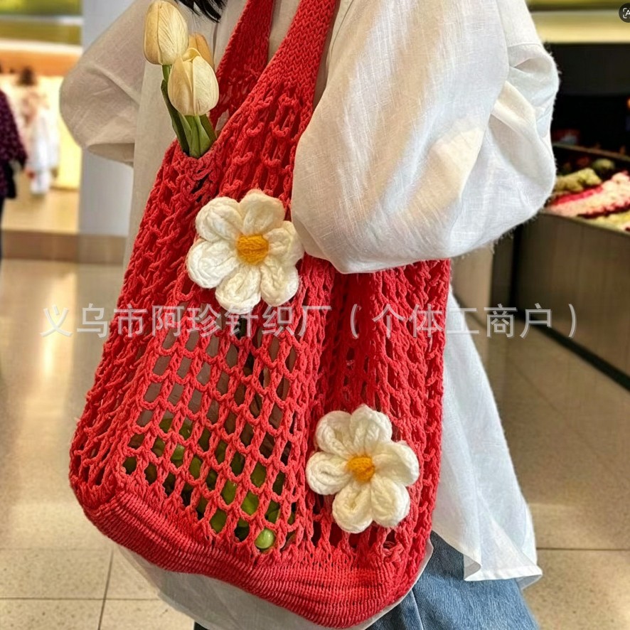 跨境新款220克大尺寸编织包手工包女夏天海边沙滩包编织镂空大包
