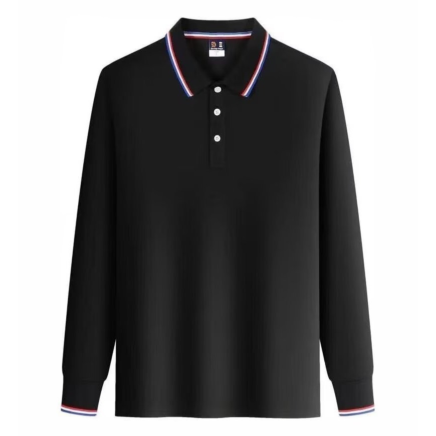 Men's Long Sleeve Polo Shirt Casual Business Loose Fit Big & Tall Cotton Comfortable T-Shirt With Collar_viptrois.com