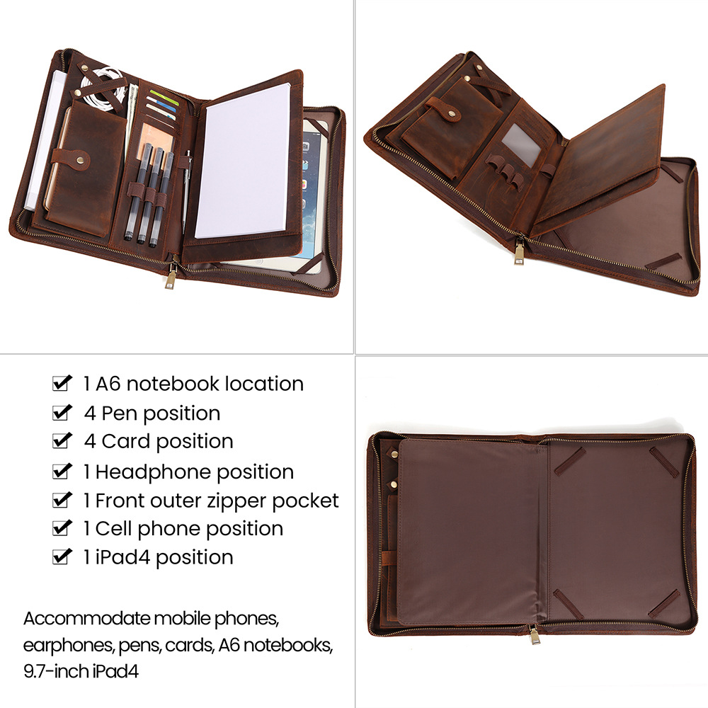 Nueva tableta de cuero genuino bolsa de negocios de moda de 9,7 pulgadas embrague de los hombres de la vendimia Crazy Horse de cuero tableta protectora caso