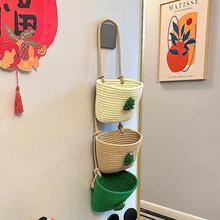 衣架玩具零食三层棉绳壁挂收纳篮创意悬挂袜子收纳袋客厅氛围装饰