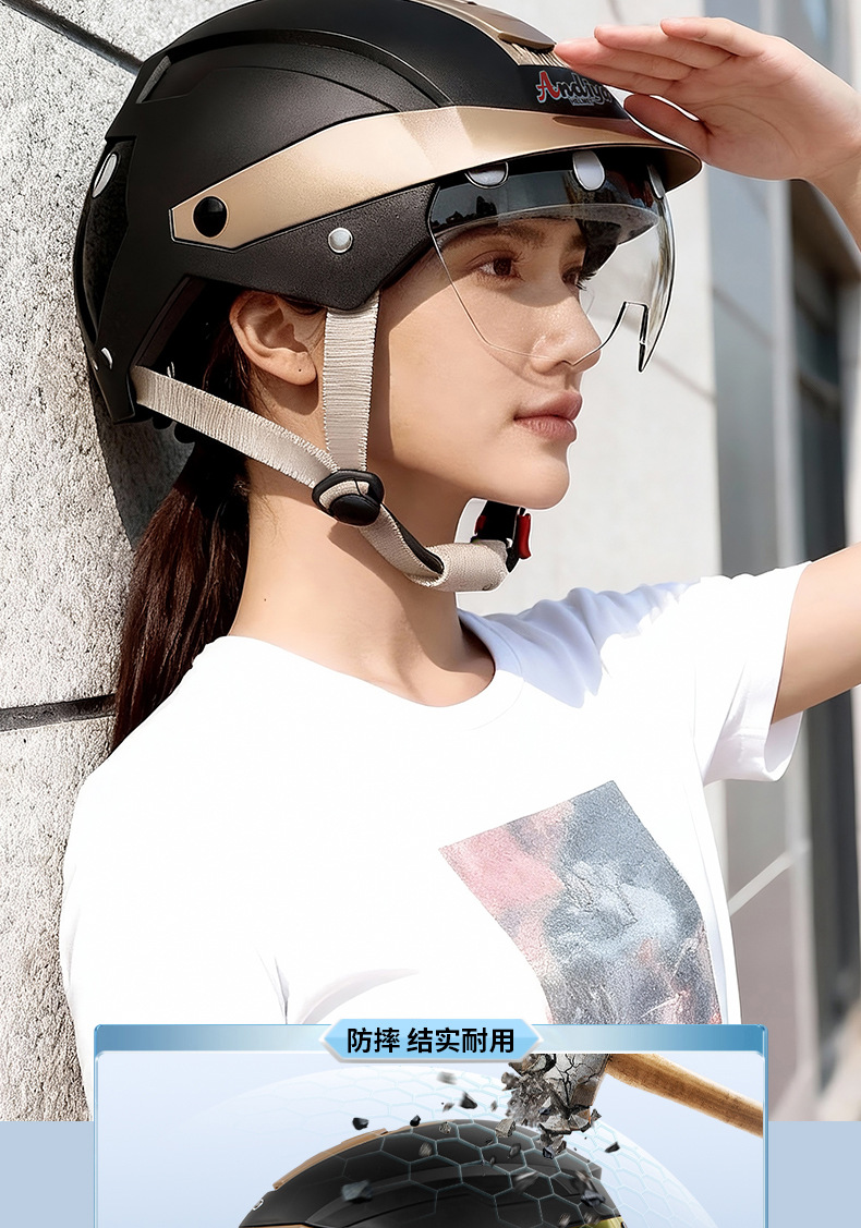 2026 New Magnetic Helmet for Electric Motorcycles, Summer Sun Protection Half Helmet, 3C Certified Safety Helmet for Men and Women