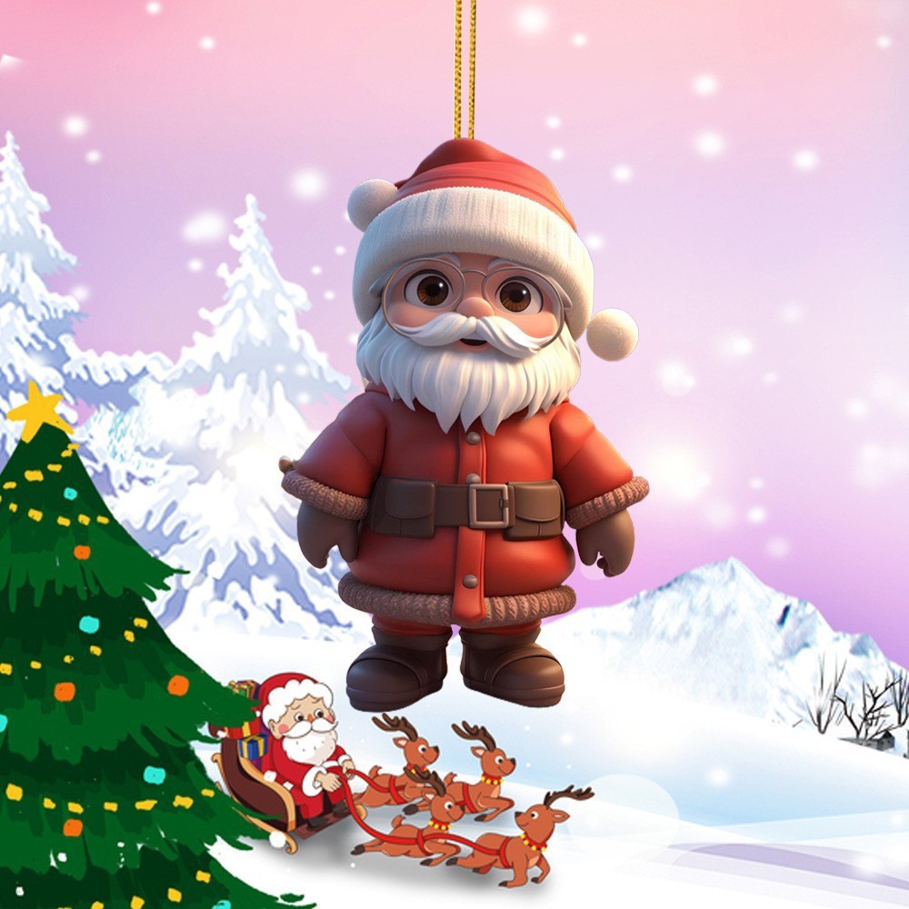 2025 Navidad transfronteriza nueva serie de Papá Noel colgante acrílico plano decoración creativa del árbol de Navidad