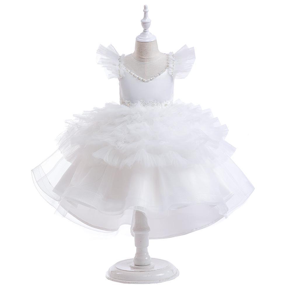 2024 transfronteriza nueva pequeña manga de vuelo malla pettiskirt pastel falda vestido de los niños piano anfitrión ropa de rendimiento