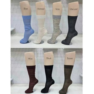 Korean Aileen Socks Dongdaemun Trendy Fashion Spring and Summer Lightweight Breathable Slouch Socks Ribbed Mid-High Tube Women's Socks
