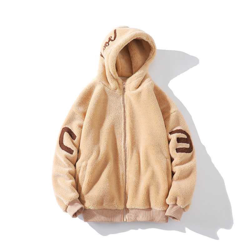 Ropa de invierno con forro polar engrosado abrigo de algodón acolchado para adolescentes cálido abrigo de lana de cordero para hombres