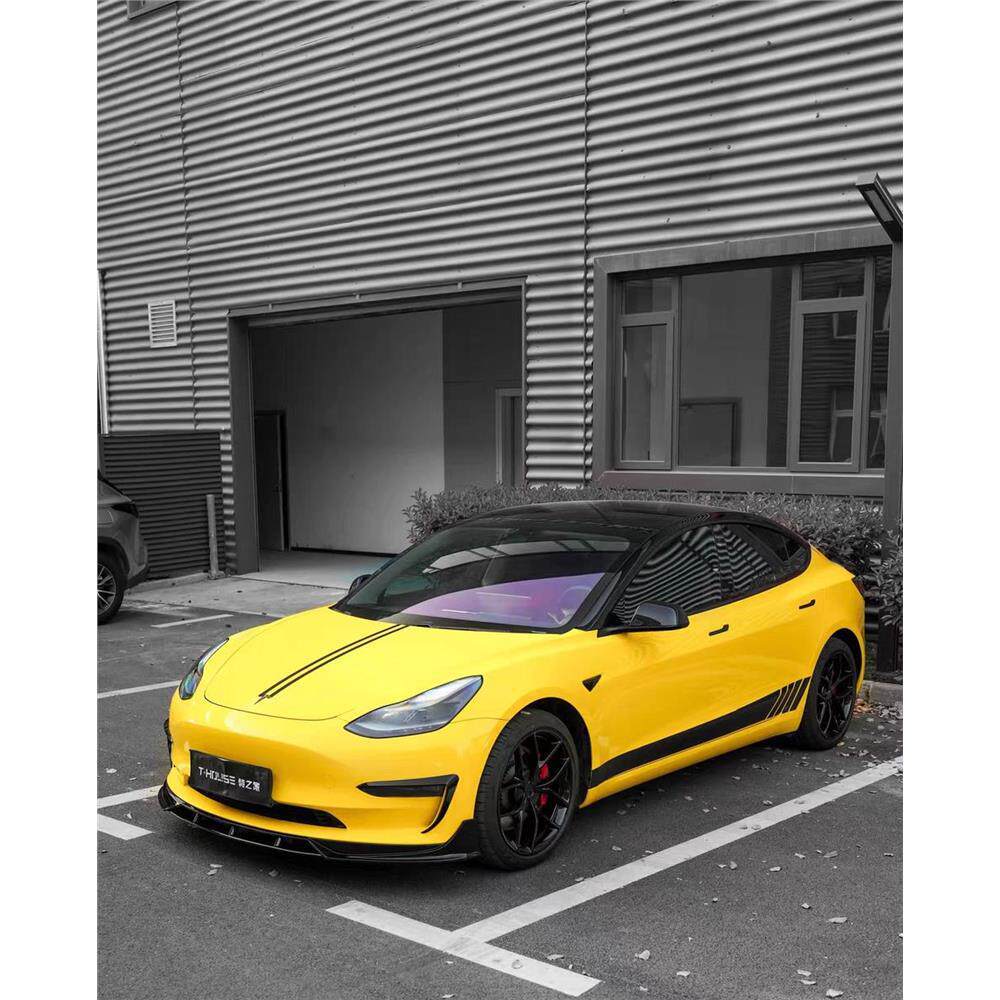 PET crystal racing yellow car color change film, scratch-resistant, for full vehicle modification, electric motorcycle body wrap, glossy finish