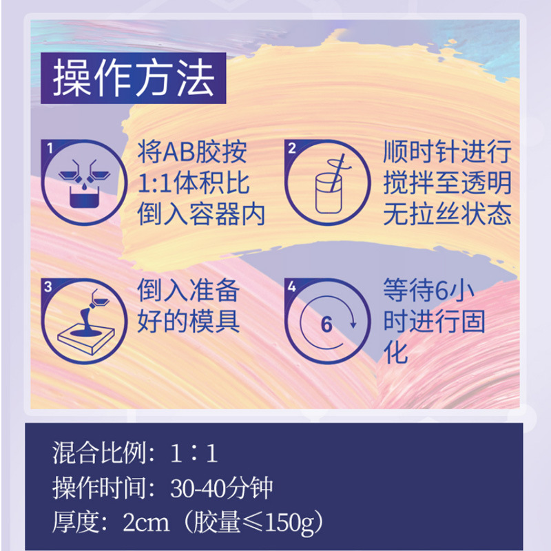 Paquete de material de bricolaje transfronterizo epoxi epoxi ab pegamento 1:1 cristal de alta permeabilidad epoxi arte epoxi pegamento duro