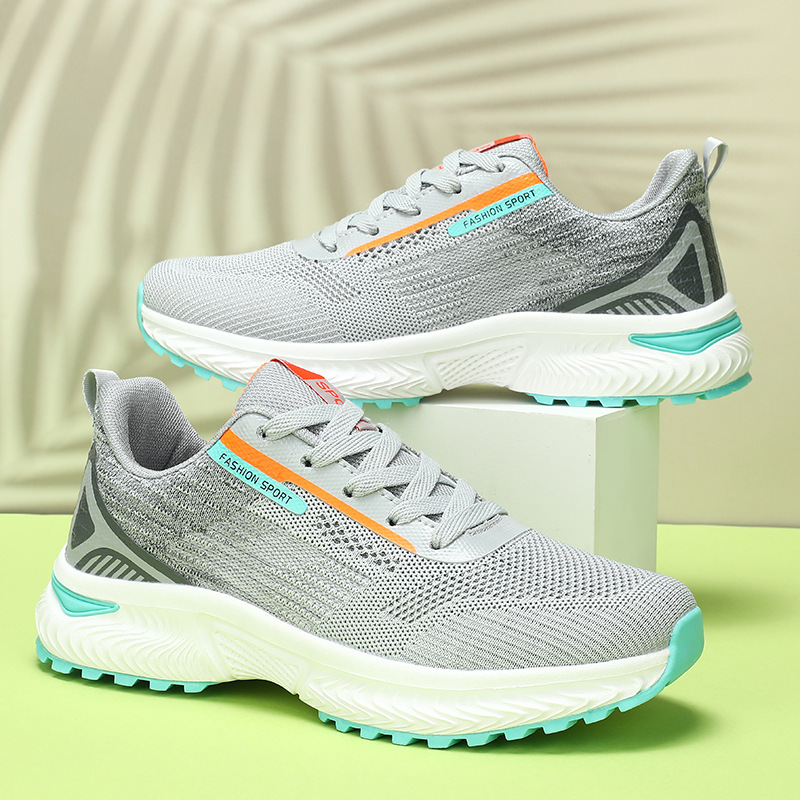 Foreign Trade Goods Fly-Woven Mesh Breathable Casual Sports Shoes for Men, Lightweight Soft-Soled Anti-Odor Running Shoes, Spring and Autumn Travel Shoes