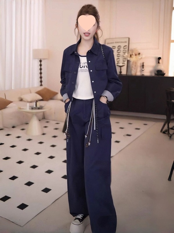 叠穿工装酷飒套装女2025秋季时尚休闲新款洋气格子减龄显瘦三件套|undefined