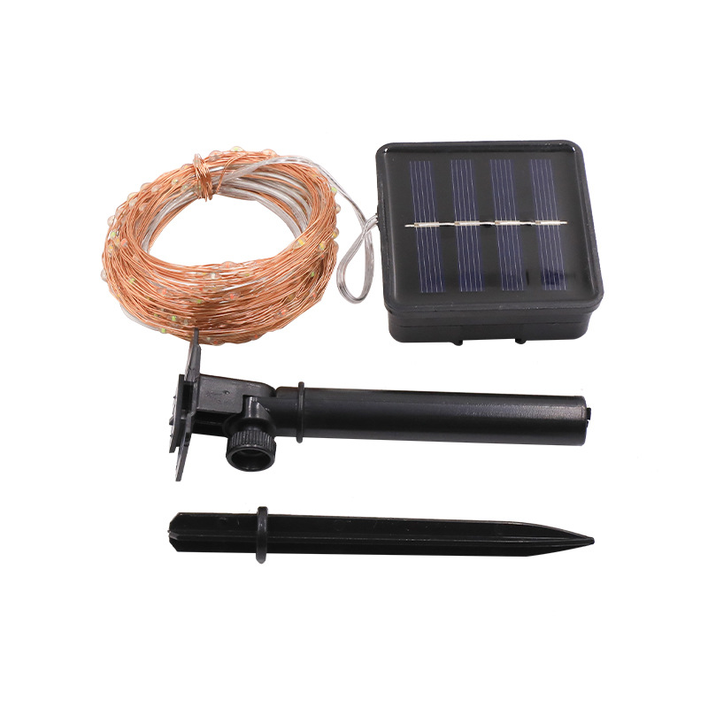 Guirnalda de luces solares con cable de cobre, luces LED impermeables para jardín al aire libre, luces decorativas con control remoto de 8 funciones, luces de ambiente navideño