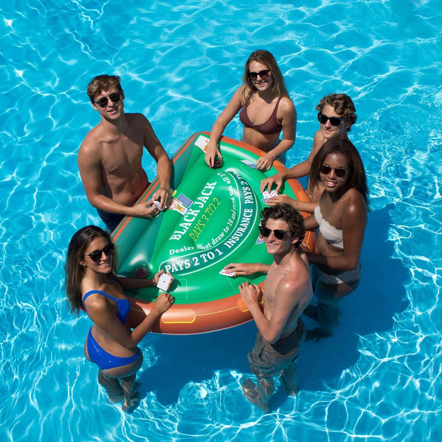 Customized Pvc Inflatable Floating Drainage Floating Game Table Pool Party Air Cushion Beer Table Drink Tray