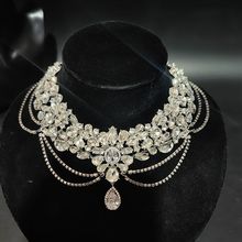 韩式轻奢重工水滴流苏项链婚礼新娘奢华水钻气质百搭锁骨链耳环女