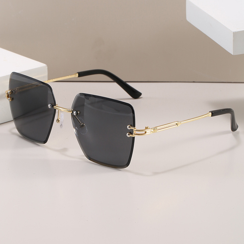 New Rimless Square Sunglasses 90S Internet Celebrity Fashion Street Style Face-Slimming Small Metal Sunglasses for Women