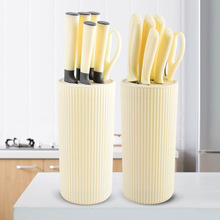 不锈钢厨房套刀六件套马蹄柄直柄带圆筒刀座家用厨房刀具套装厂家