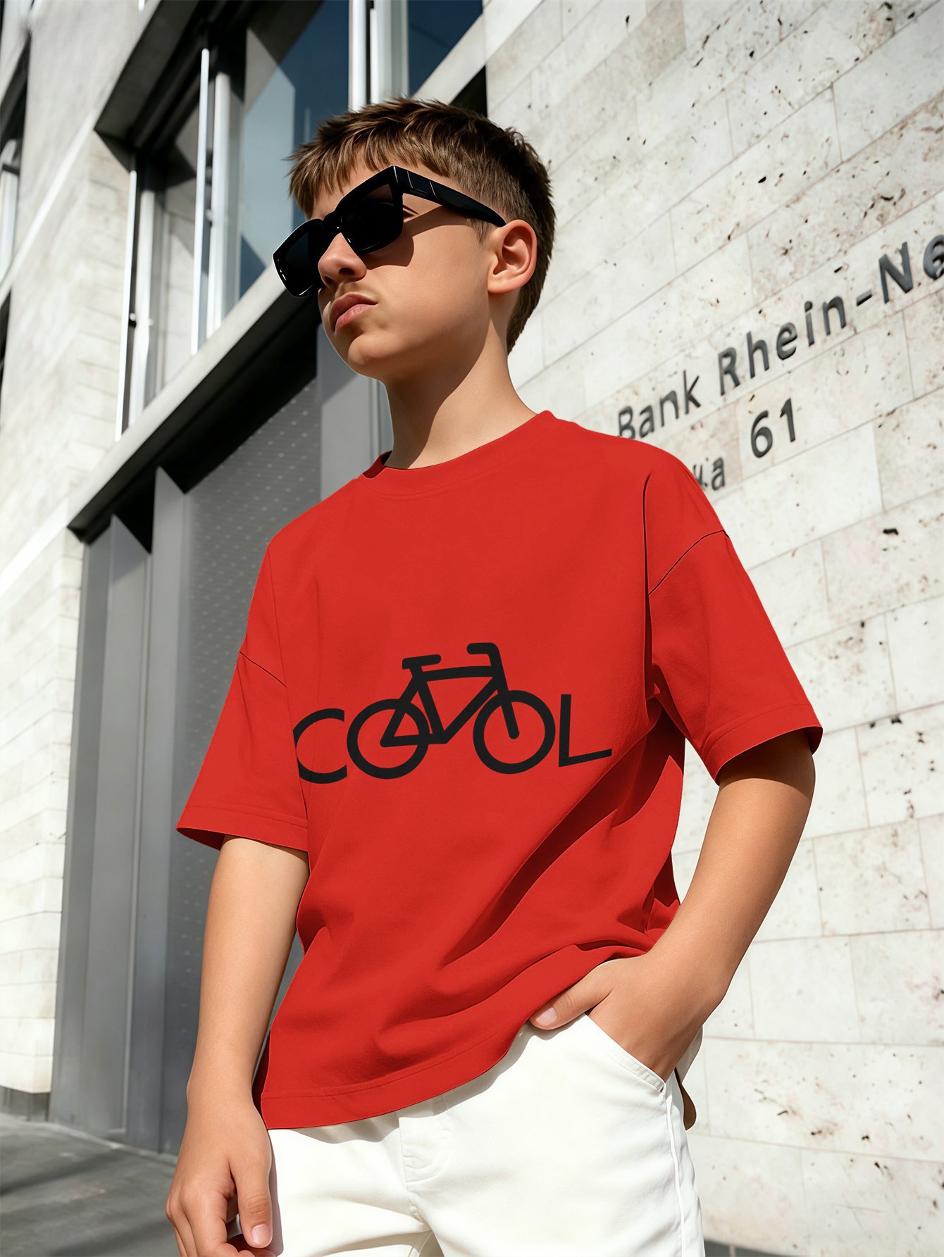 T-shirt för pojkar med 3d rymdraket tryck rund hals vit_voghion.com