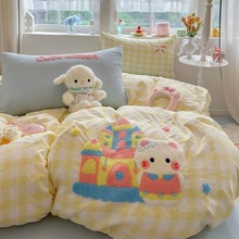 A类超柔软水洗棉猫咪毛巾绣四件套少女心被套学生宿舍床上三件套