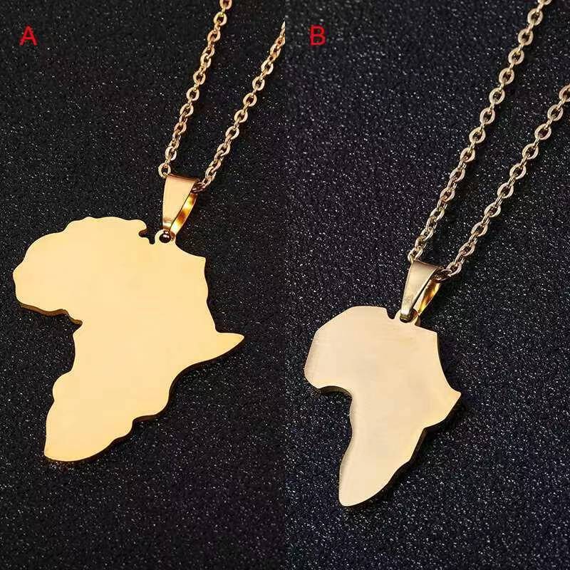 Cross-Border Classic African Map Hip-Hop Trendy Brand Street Nyuk Pendant Simple and Versatile Fashionable Titanium Steel Necklace for Men and Women