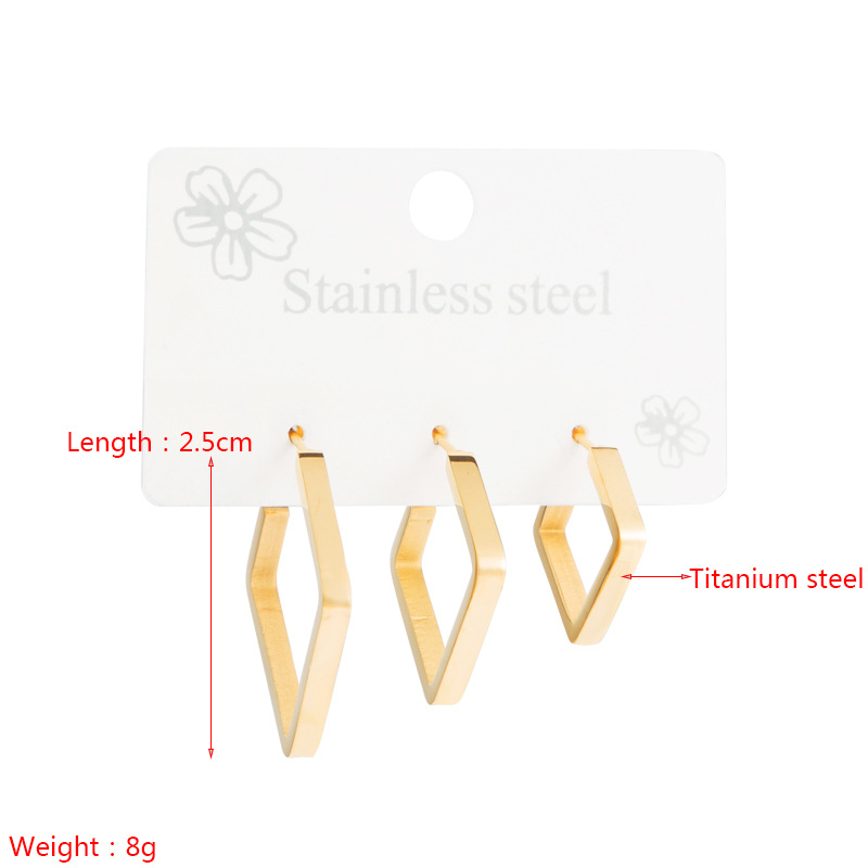 Korean Three-piece Titanium Steel Earrings Set Wholesale display picture 1