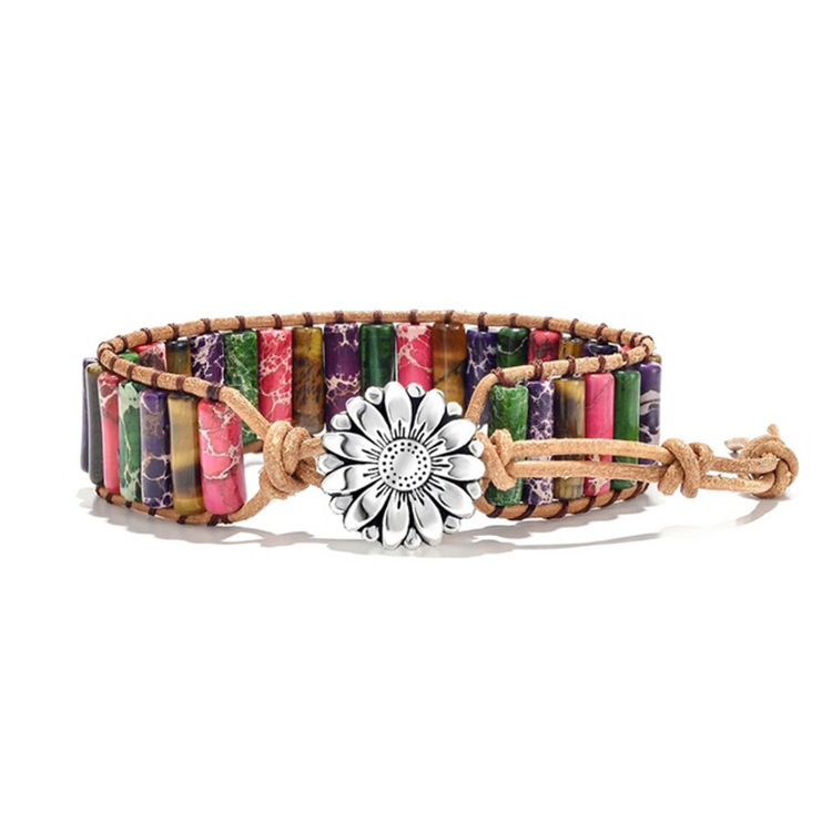 Bohemio Girasol Multicolor Árbol Piedra Natural Ágata Pulsera Al Por Mayor display picture 1