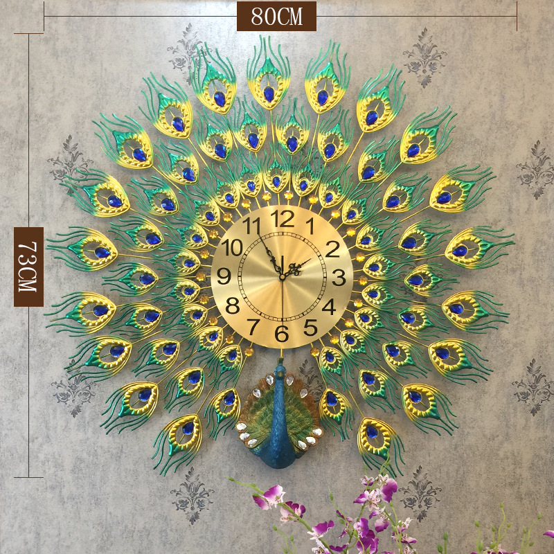 Moda reloj nórdico sala de estar moderno minimalista hogar reloj decorativo montado en la pared Red rojo restaurante creativo Reloj de pared Pavo Real