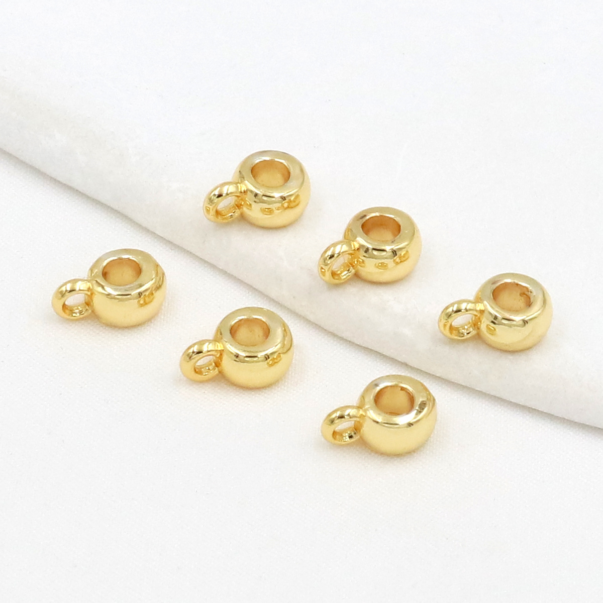 保色镀18K真金轮胎带吊光面三通隔珠diy手工串珠手链项链配件C01