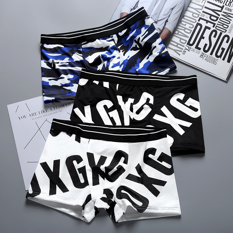 Ropa interior de los hombres de seda de hielo calzoncillos de los hombres verano transpirable cómodo moda personalidad Boxer shorts niños pantalones personalidad